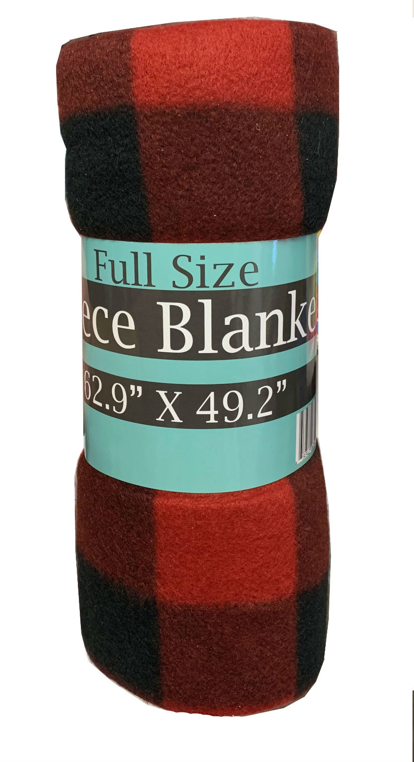 Wholesale Plaid Fleece Blanket 49" x 63" Red/Black DollarDays