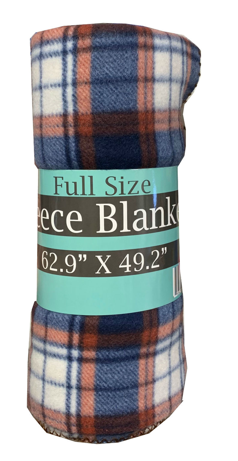 Wholesale Plaid Fleece Blanket 49" x 63" Blue/Red (SKU 2324905) DollarDays