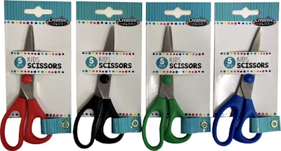 5" Pointed Scissors - 4 Colors, Individually Packaged