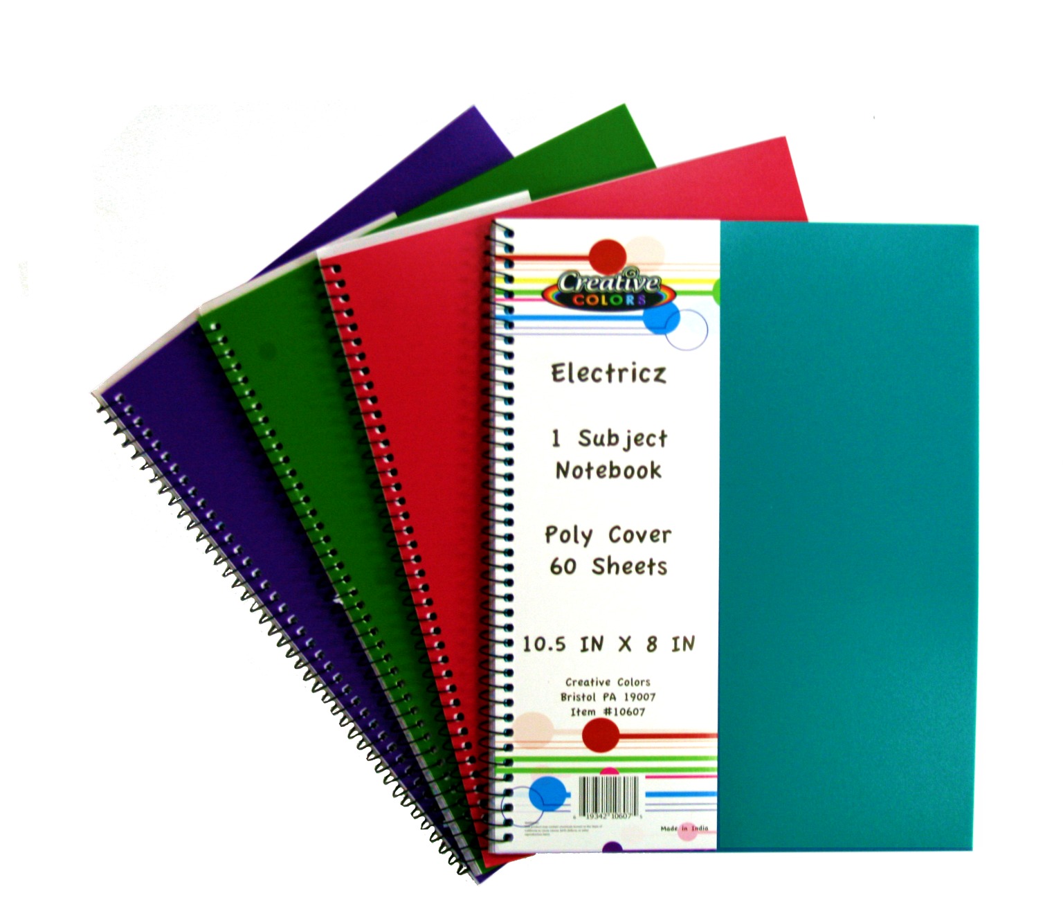 Wholesale 1 Subject Spiral Notebook 60 Sheets, 4 Colors