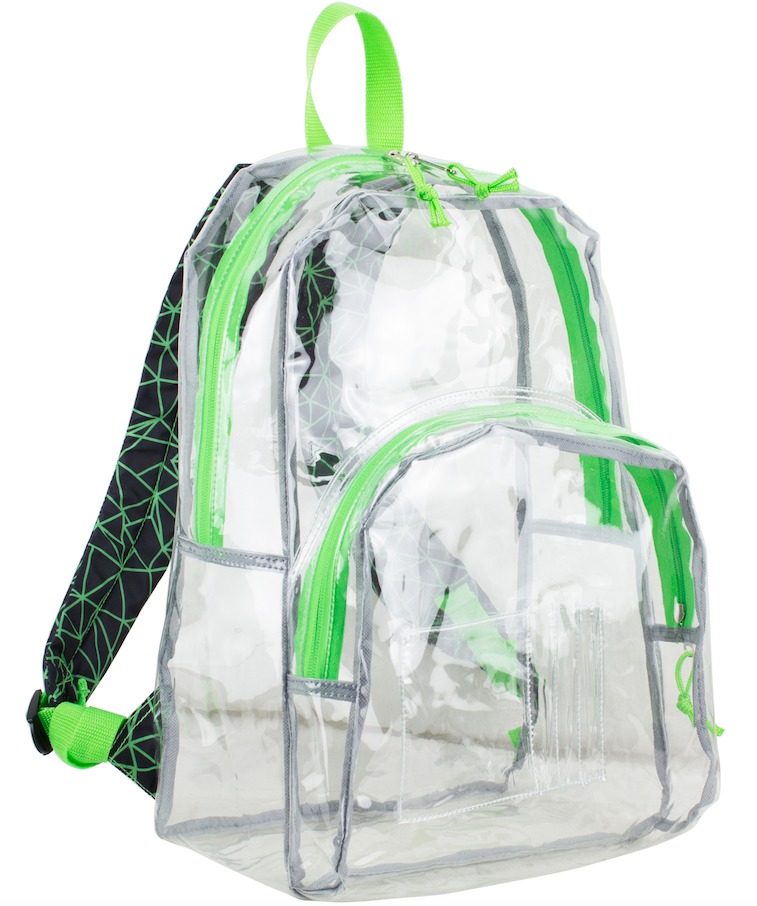 Wholesale 17" Eastsport Basic Clear Printed Strap Backpack Green