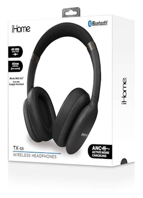 iHome Wireless Headphones with Active Noise Cancelling - Black