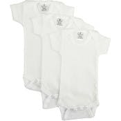 Interlock Short Sleeve Infant Rompers - White, Preemie, 3 Pack