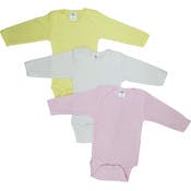 Girls' Long Sleeve Onesies, Newborn, Assorted, 3pk