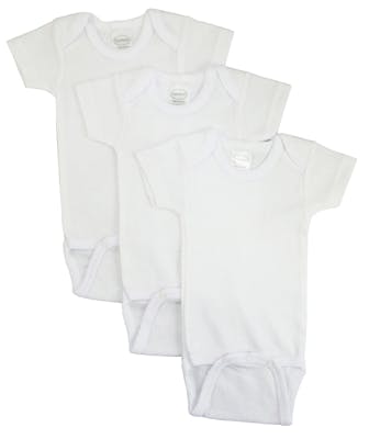 Interlock Short Sleeve Infant Onesies - White, Small, 3 Pack