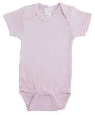Interlock Short Sleeve Romper, Pink, Medium