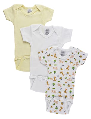 Boys' Printed Short Sleeve Onesies, Assorted, Medium