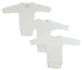 Long Sleeve Unisex Romper, Large, White, 3pk