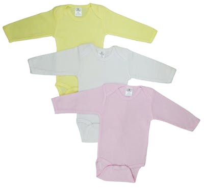 Girls' Long Sleeve Onesies, Medium, Assorted, 3pk