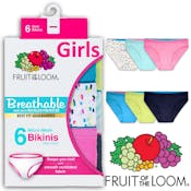 Fruit of the Loom Girls Micro-Mesh Bikini Underwear - Size 10, 6pk