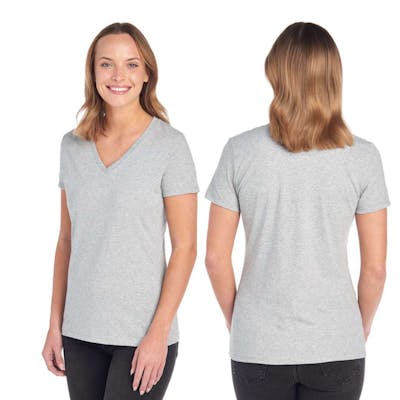 Ladies Cotton V-Neck T-Shirts - Size Large, Assorted Colors