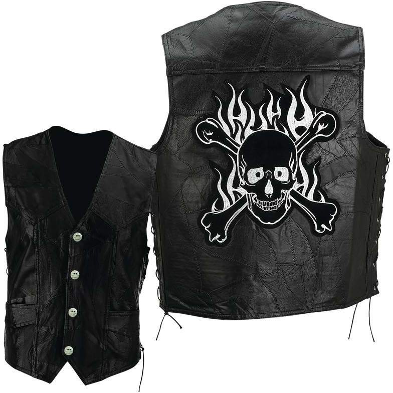 2X Big Diamond Plate Rock Design Genuine Buffalo Leather Vest