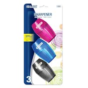 Pencil Sharpener - 3 Count, Shavings Receptacle, Assorted Colors
