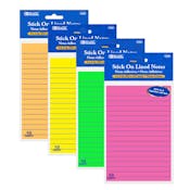 Stick On Notes - 50 Count, Lined, Neon Colors