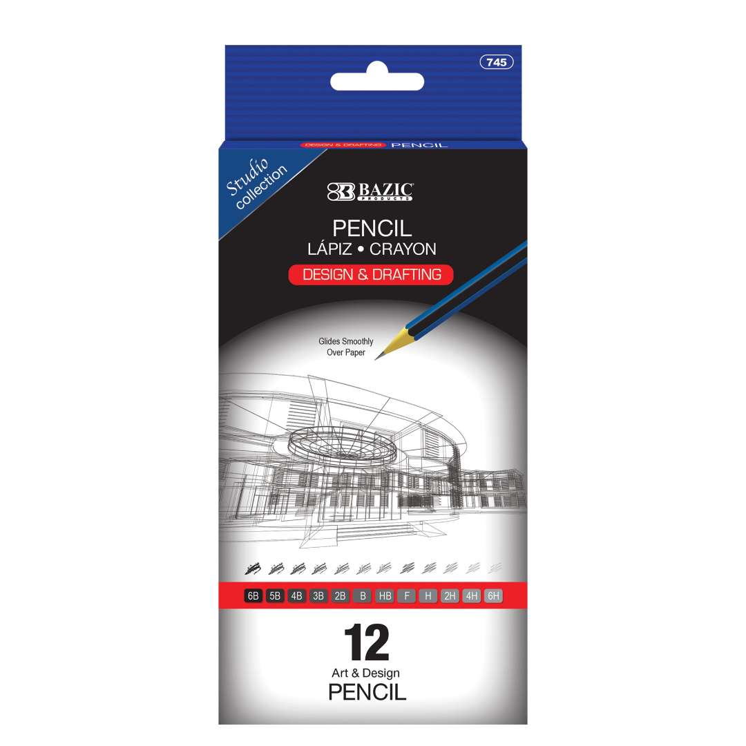 Design & Drafting Pencils - 12 Count, 6B-6H