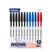 Ballpoint Pens - 3 Assorted Inks, Medium, 12 Pack