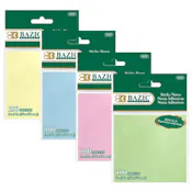Stick On Note Packs - 100 Count, 3" x 3", Assorted Colors