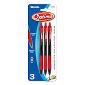 Optima Gel Pens - Red, 3 Pack