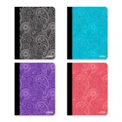 College Ruled Composition Books - 100 Sheets, 4 Paisley Colors