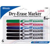 Fine Tip Dry-Erase Markers - 6 Assorted Colors