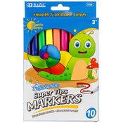 Markers - 10 Count, Washable, Assorted Colors