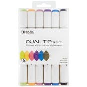 Pastel Coloring Markers - Dual Tip, 6 Pack