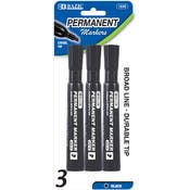 Markers - 3 Count, Permanent Black, Chisel Tip