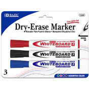 Dry-Erase Markers - 3 Colors, Chisel Tip, 3 Pack