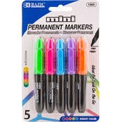 Mini Permanent Markers - 5 Pack, Fine Point