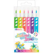 Fluorescent Brush Markers - 6 Pack, Assorted