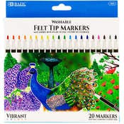 Felt Tip Markers - 20 Pack, Washable