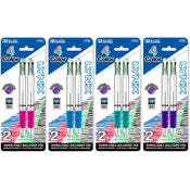 Retractable Pens - 4 Ink Colors, Cushion Grip, 2 Pack