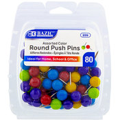 Assorted Colors Quartet Push Pins 30 Pack 1-Inch 
