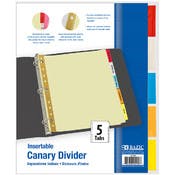 3 Ring Binder Dividers - 5 Color Tabs