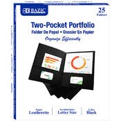 2 Pocket Folders - Black, 25 Pack