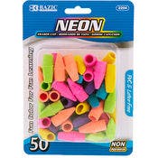 Pencil Caps Erasers -  50 Pack, Neon Colors