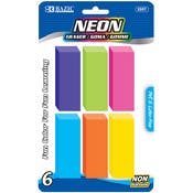 Neon Pencil Erasers - 6 Count, Assorted Colors
