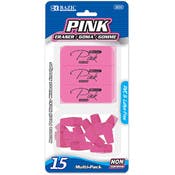 Erasers - Pencil Caps and Wedges, Pink, 15 Pack
