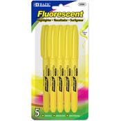 Highlighters - Fluorescent Yellow, Chisel Tip, 5 Pack