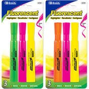 Highlighters - Assorted Colors, Chisel Tip, 3 Pack