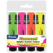 Fluorescent Highlighters - Assorted Colors, 4 Pack