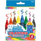 Jumbo Washable Crayons - 8 Count, Assorted Colors