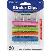Binder Clips - 3/4", Assorted Colors, 20 Pack