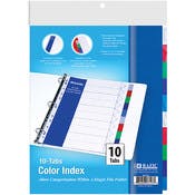Index Dividers - 3 Ring Binders, 10 Color Tabs, 11 Side Holes