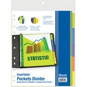 Index Dividers - 5 Count, 3 Ring Reinforced, Front Pockets, Labels