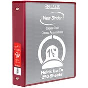 3 Ring View Binders - 1.5" Burgundy, 2 Pockets