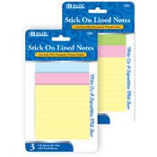 Stick On Notes - 3 Count, Lined, 40 Sheets Each
