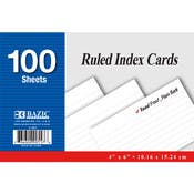 Ruled Index Cards - 100 Count, 4" x 6", White