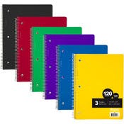Spiral Notebooks - 120 Sheets, 3 Subject, College Ruled