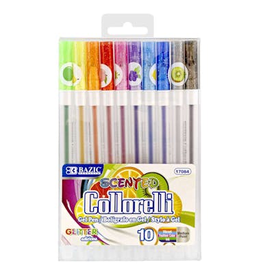 Scented Gel Pens - 10 Pack, Glitter Colors